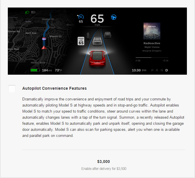 Autopilot 加左 500 美金，不過官方否認有新硬件。